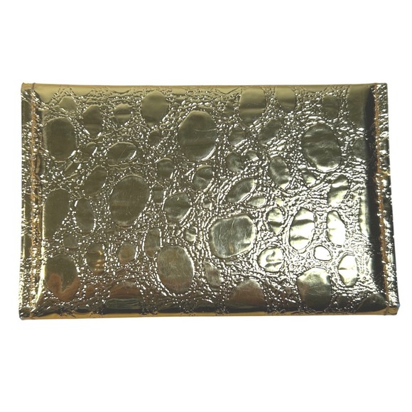 Gold Faux Croc Clutch Style Sewing Kit Manicure Tools Travel Set Vintage - Picture 5 of 7